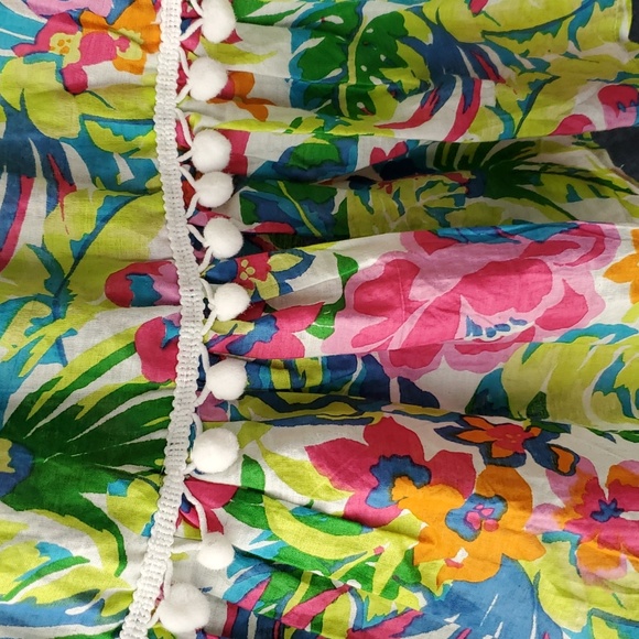 True Destinations Resort Wear Cover Up Dress Floral Pom Pom - Picture 6 of 9